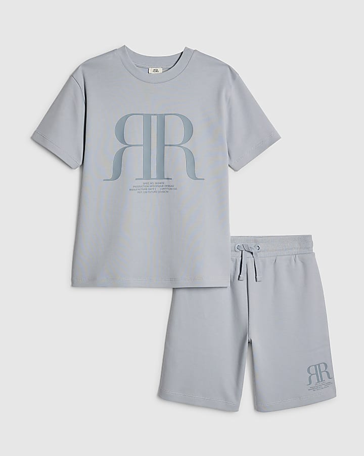 ragazzi blu rr t-shirt e shorts set