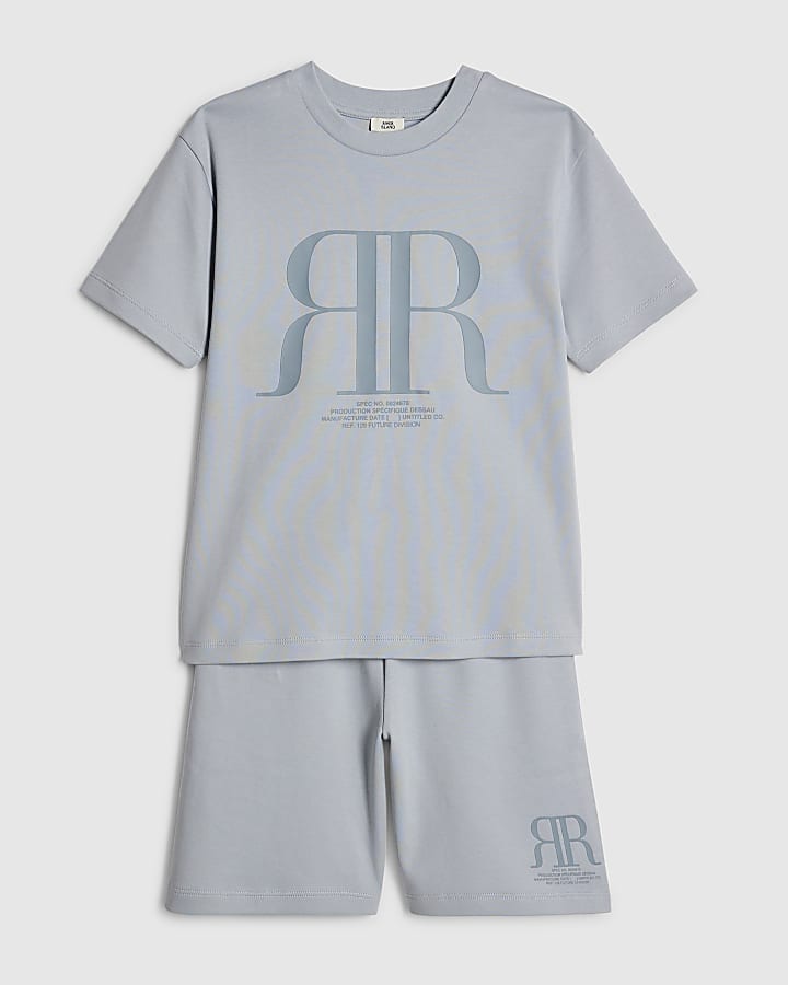 ragazzi blu rr t-shirt e shorts set