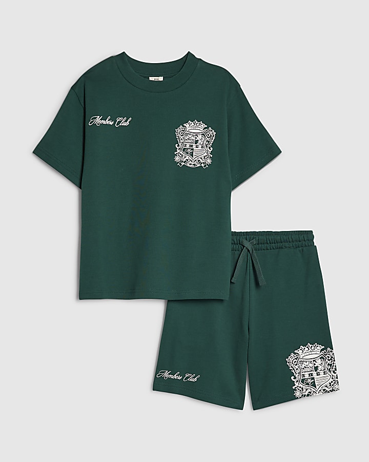 ragazzi cresta verde t-shirt e shorts set