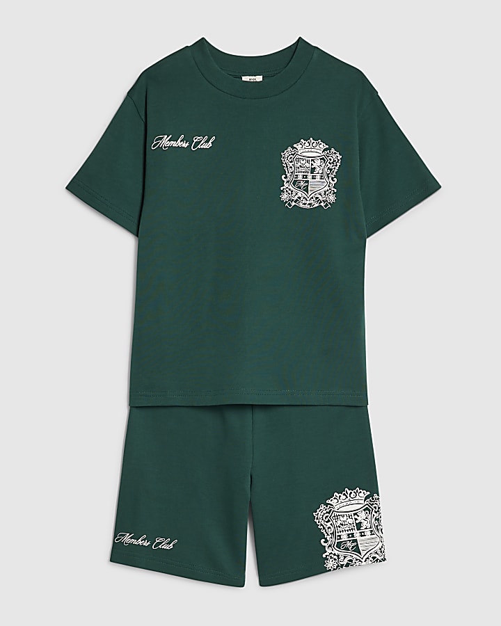 ragazzi cresta verde t-shirt e shorts set