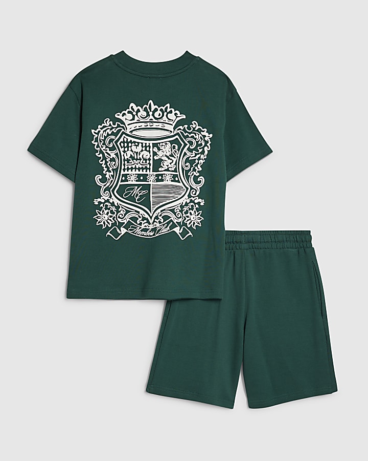 ragazzi cresta verde t-shirt e shorts set