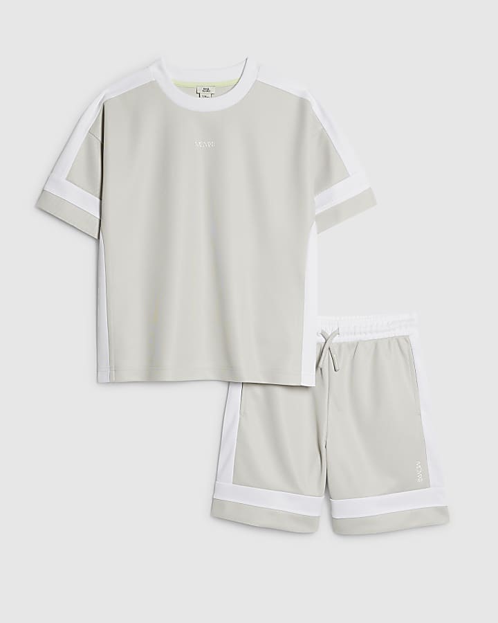 ragazzi di colore grigio blocco t-shirt set