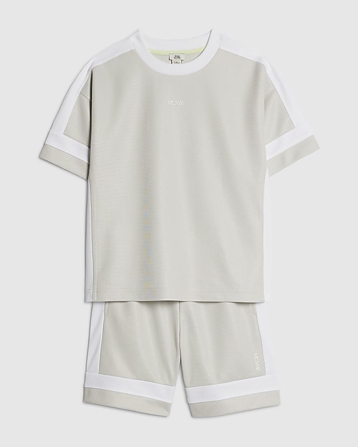 ragazzi di colore grigio blocco t-shirt set