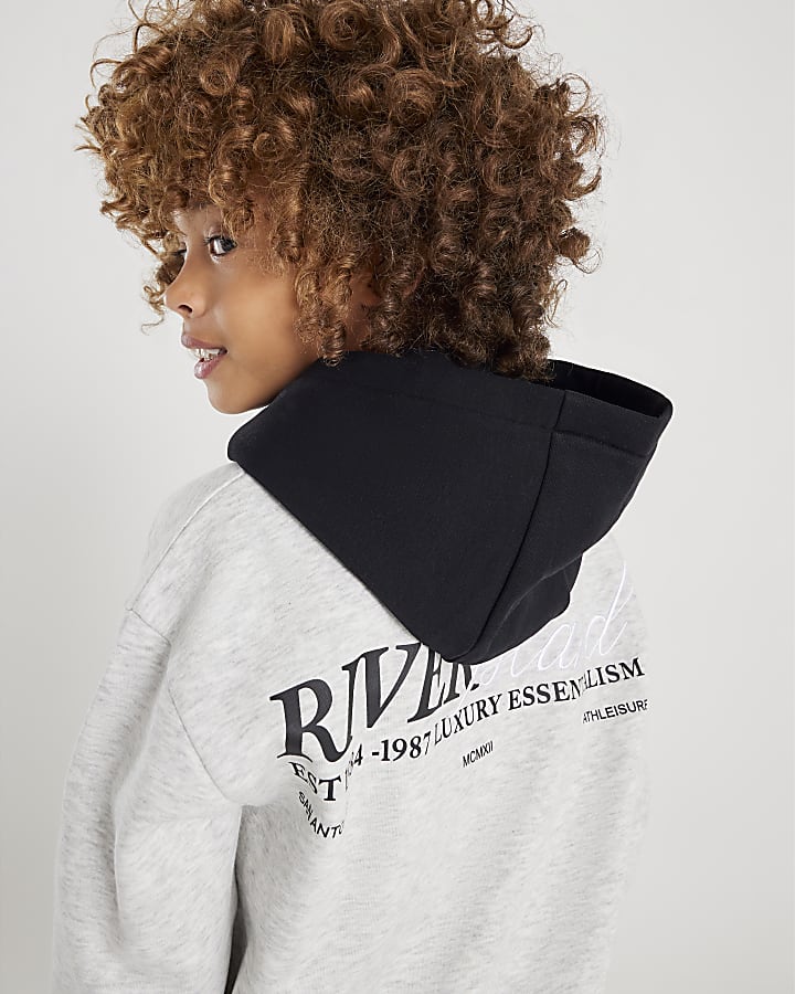 ragazzi grigio river island a blocchi di colore cappuccio