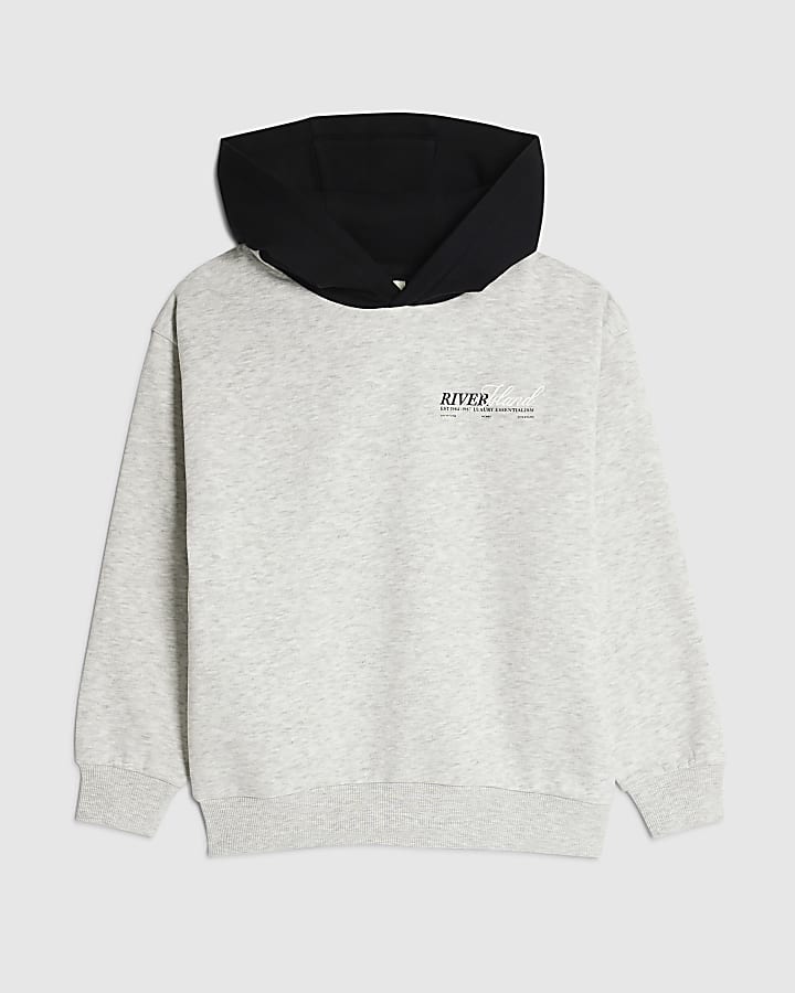 ragazzi grigio river island a blocchi di colore cappuccio