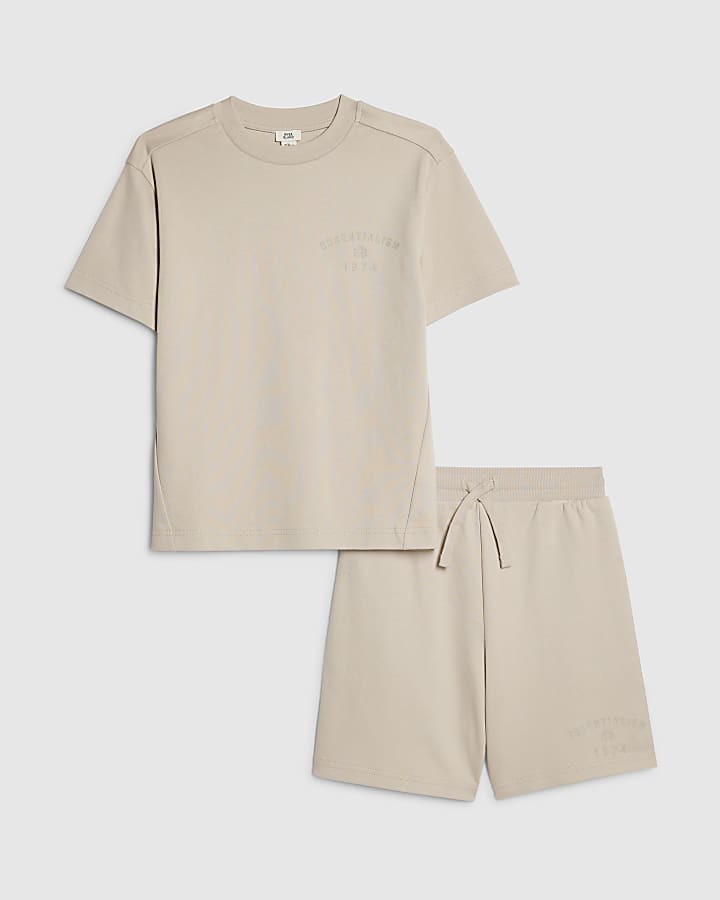 ragazzi beige essenzialismo t-shirt set