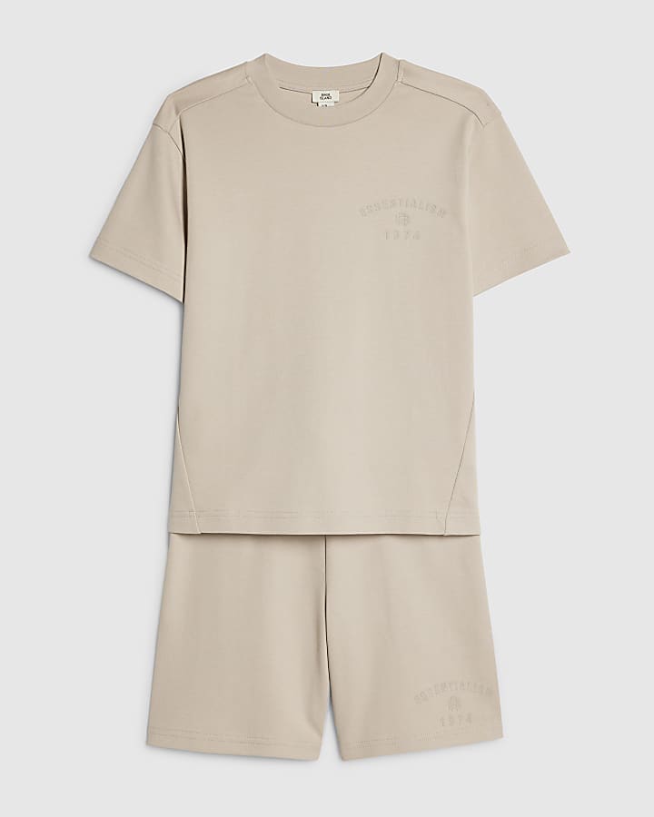 ragazzi beige essenzialismo t-shirt set