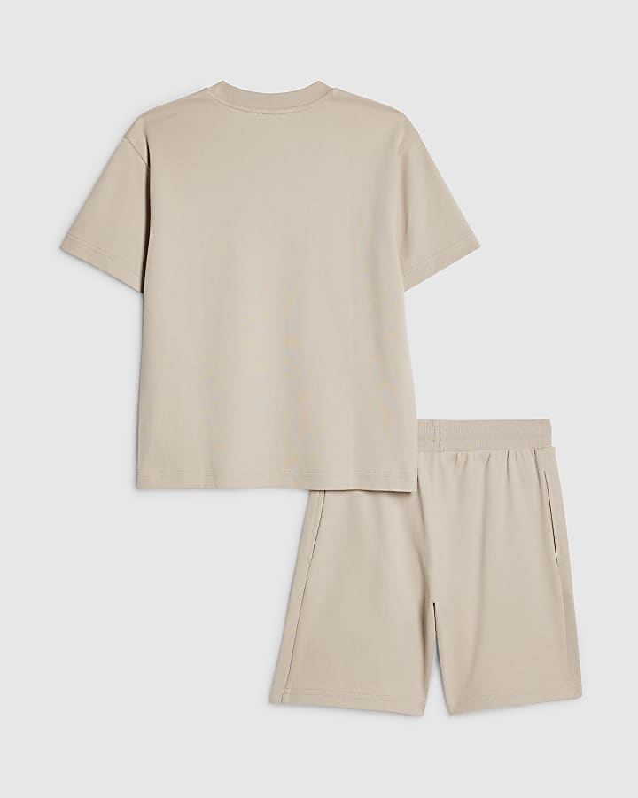 ragazzi beige essenzialismo t-shirt set