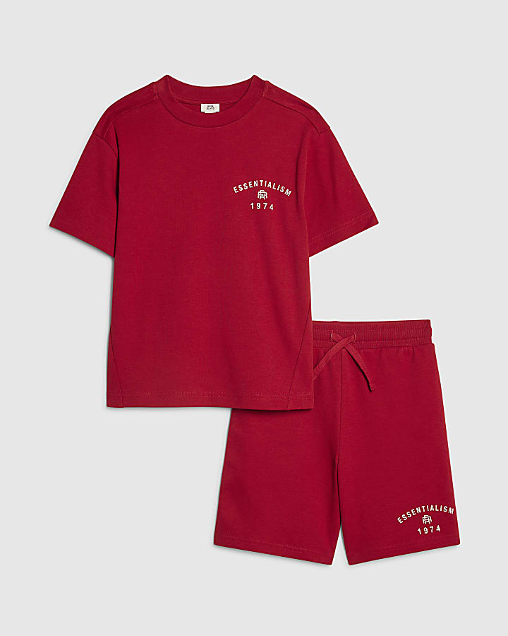 ragazzi rosso essenzialismo t-shirt set