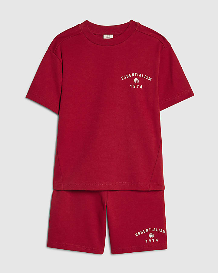 ragazzi rosso essenzialismo t-shirt set