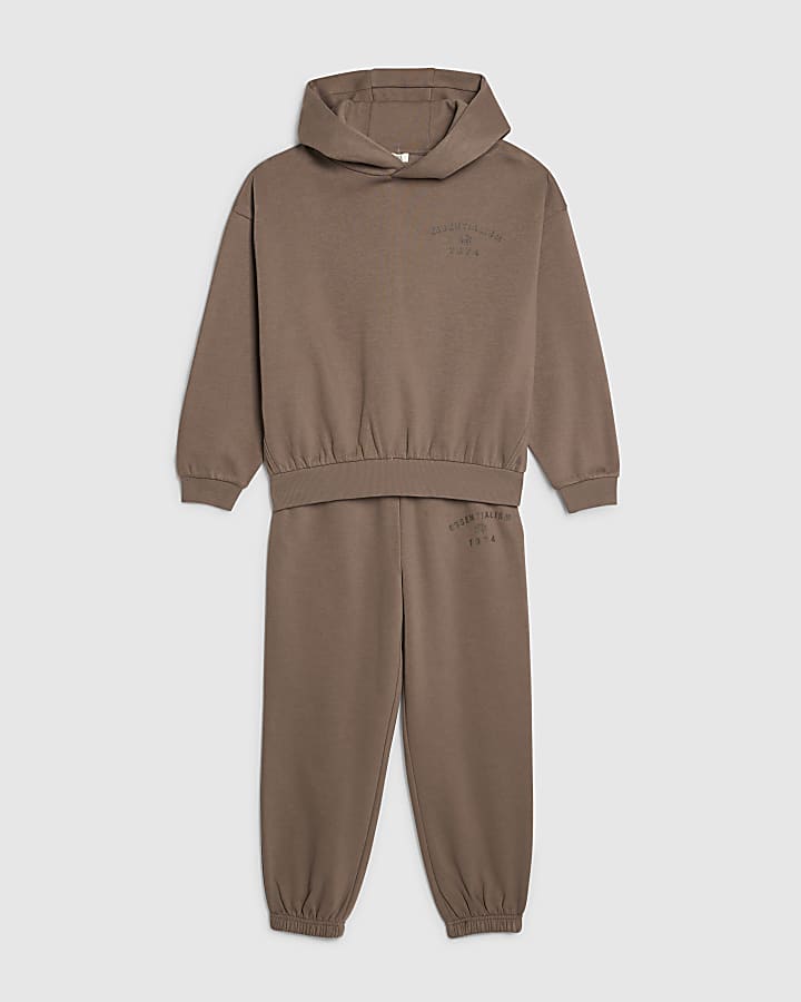 ragazzi marrone oversize essenzialismo felpa set