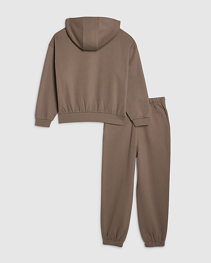 ragazzi marrone oversize essenzialismo felpa set