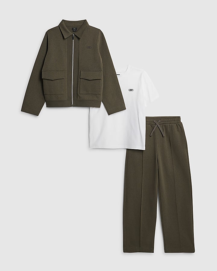 ragazzi khaki texture harrington set