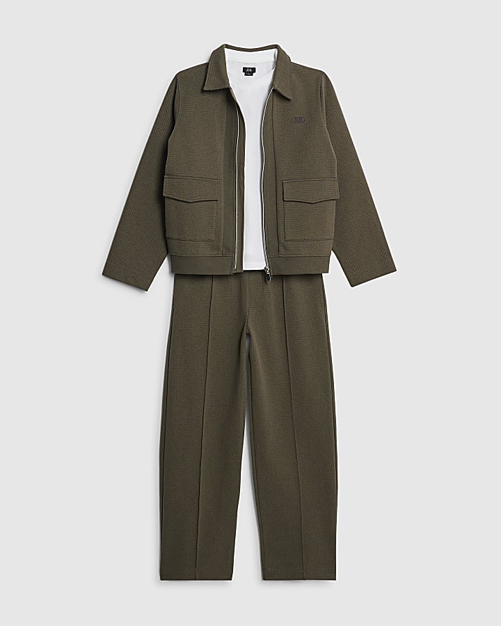 ragazzi khaki texture harrington set