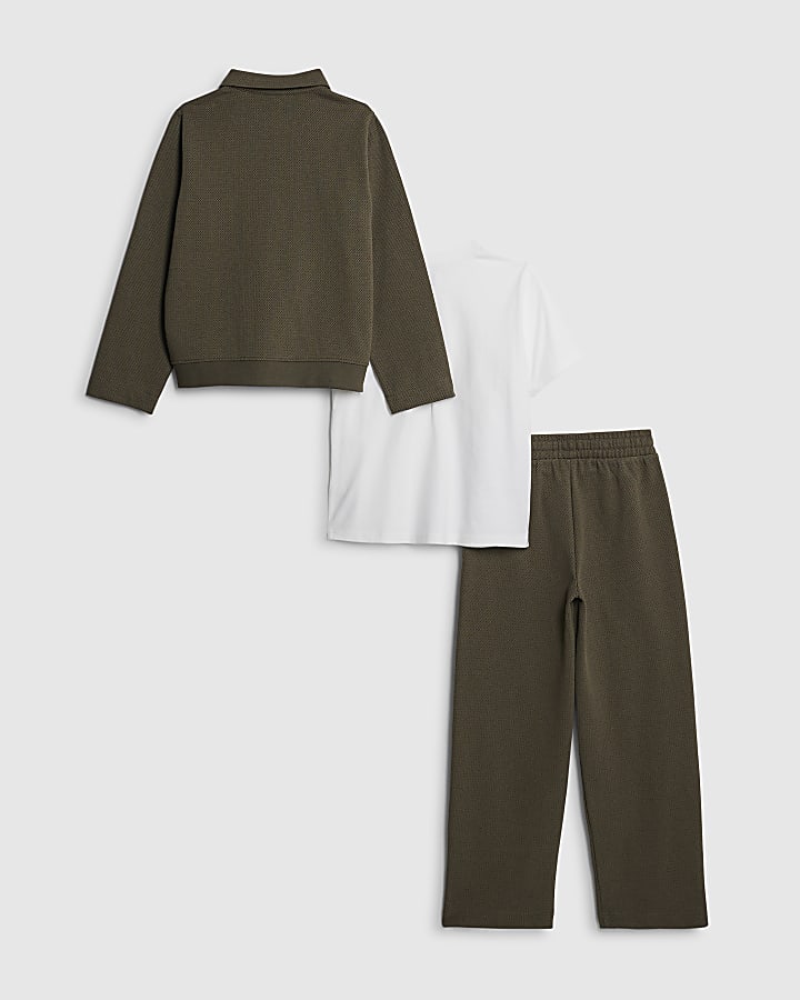 ragazzi khaki texture harrington set