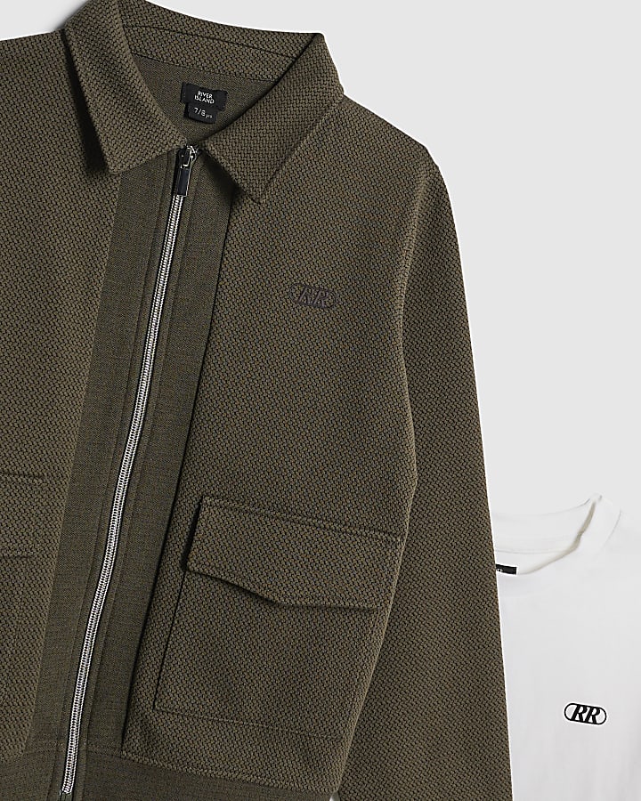 ragazzi khaki texture harrington set
