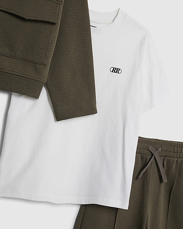 ragazzi khaki texture harrington set