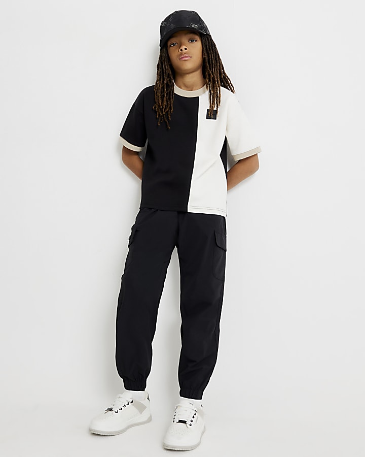 ragazzi nero zip pantaloni cargo