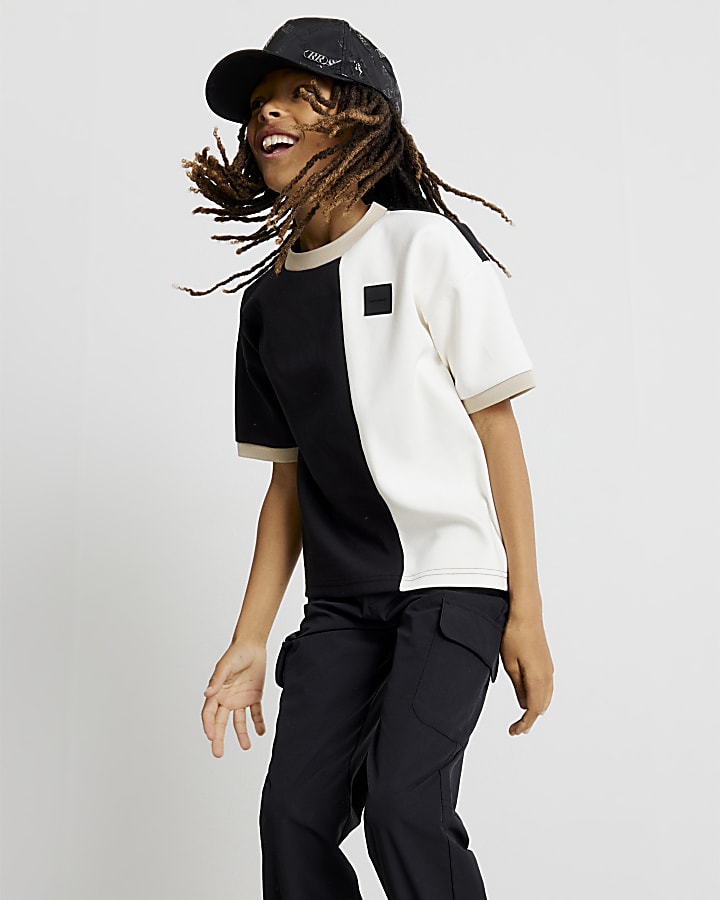 ragazzi nero zip pantaloni cargo