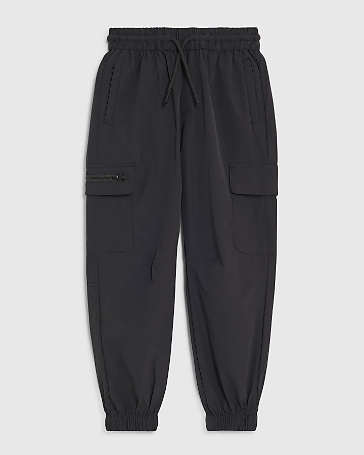 ragazzi nero zip pantaloni cargo