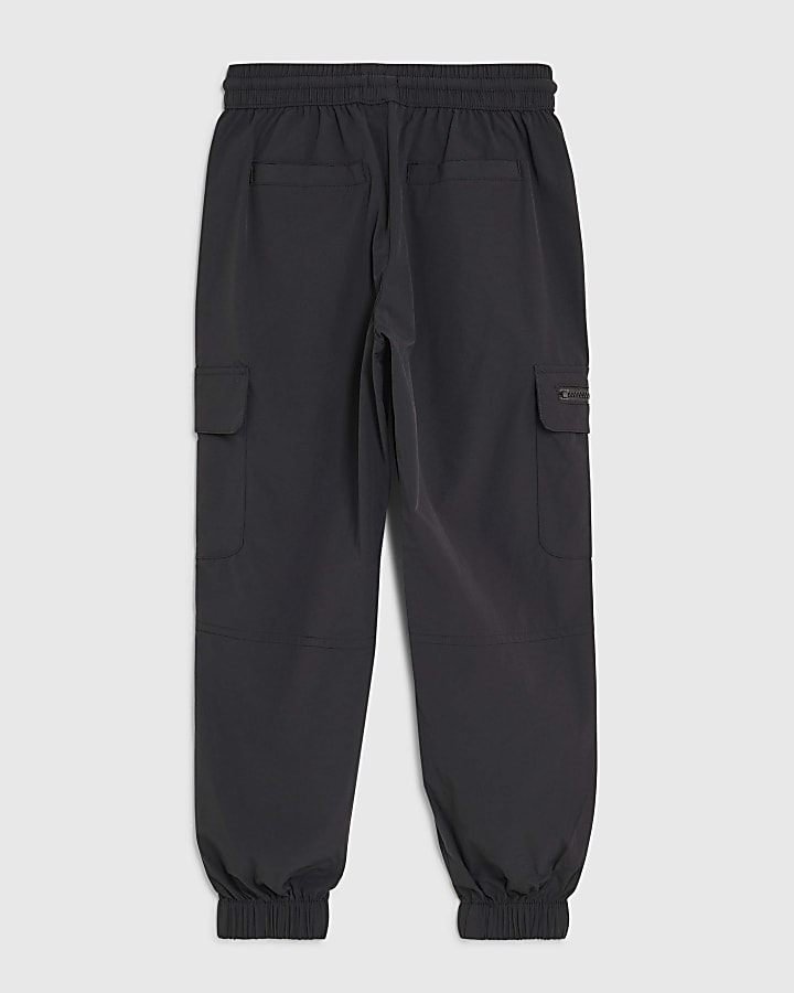 ragazzi nero zip pantaloni cargo