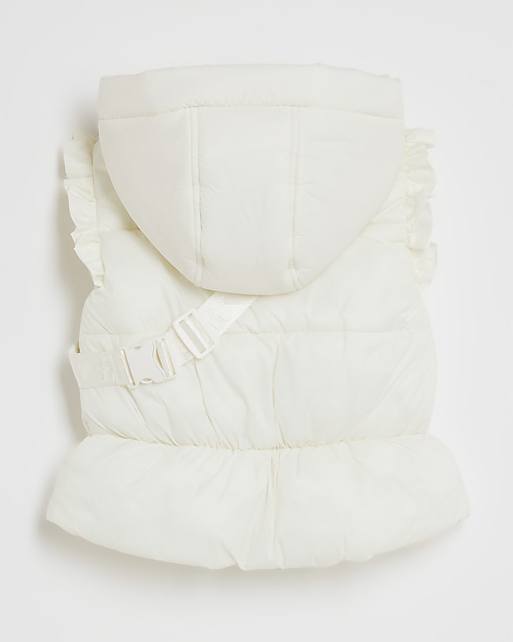 mini ragazze crema dal collare gilet con borsa