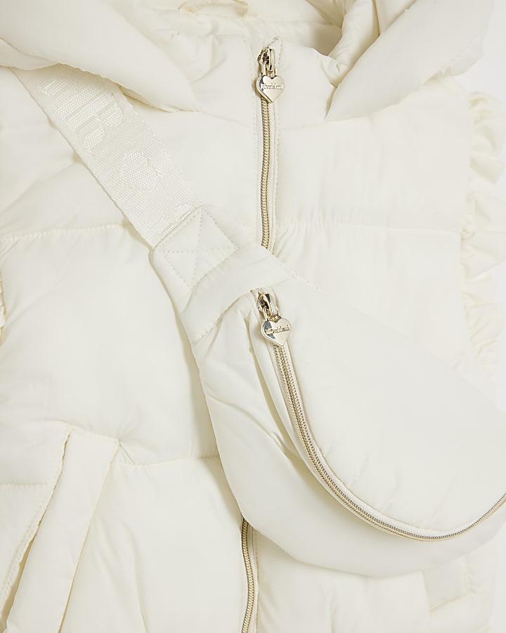 mini ragazze crema dal collare gilet con borsa