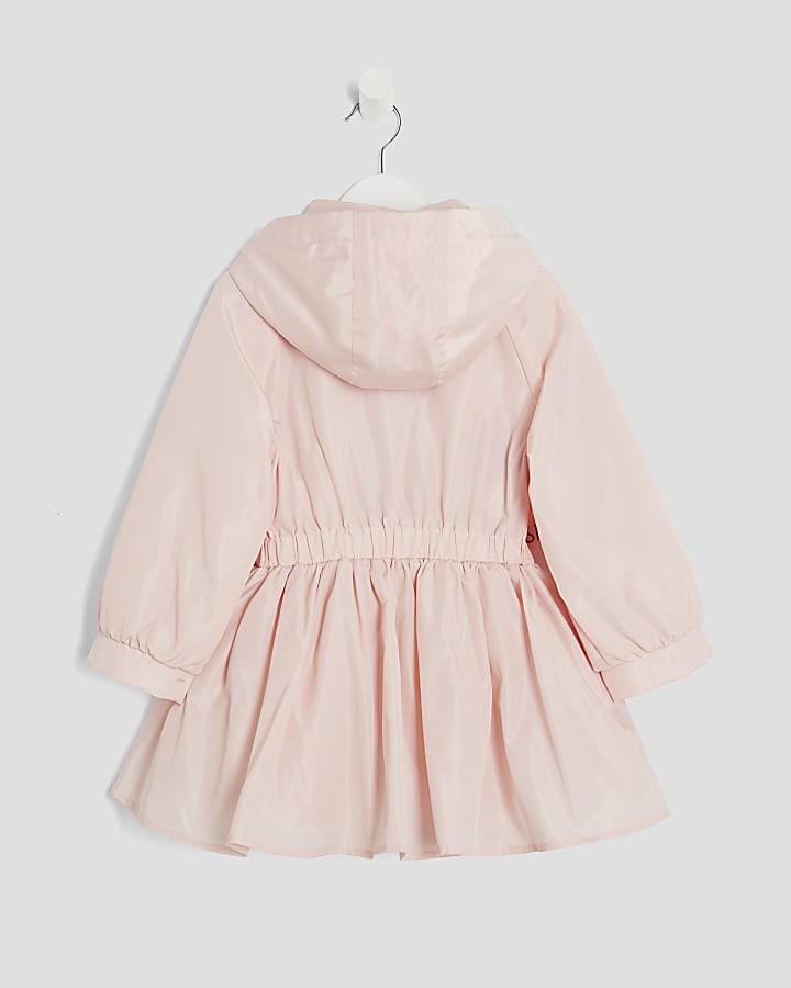 mini ragazze rosa peplum con cappuccio impermeabile