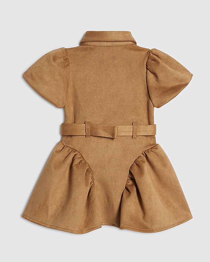 mini ragazze marrone finto camoscio shirt dress