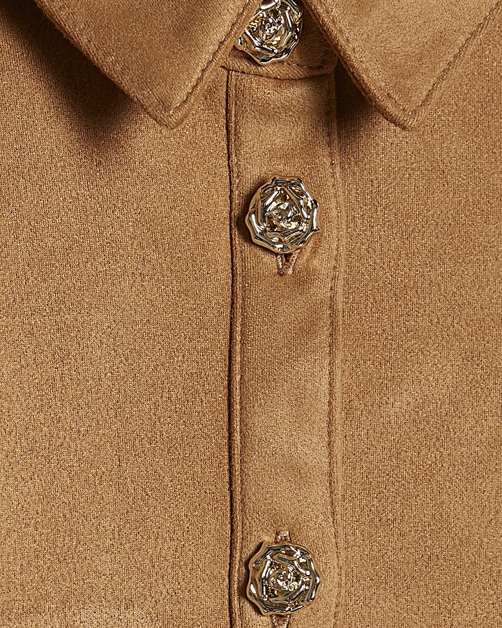 mini ragazze marrone finto camoscio shirt dress
