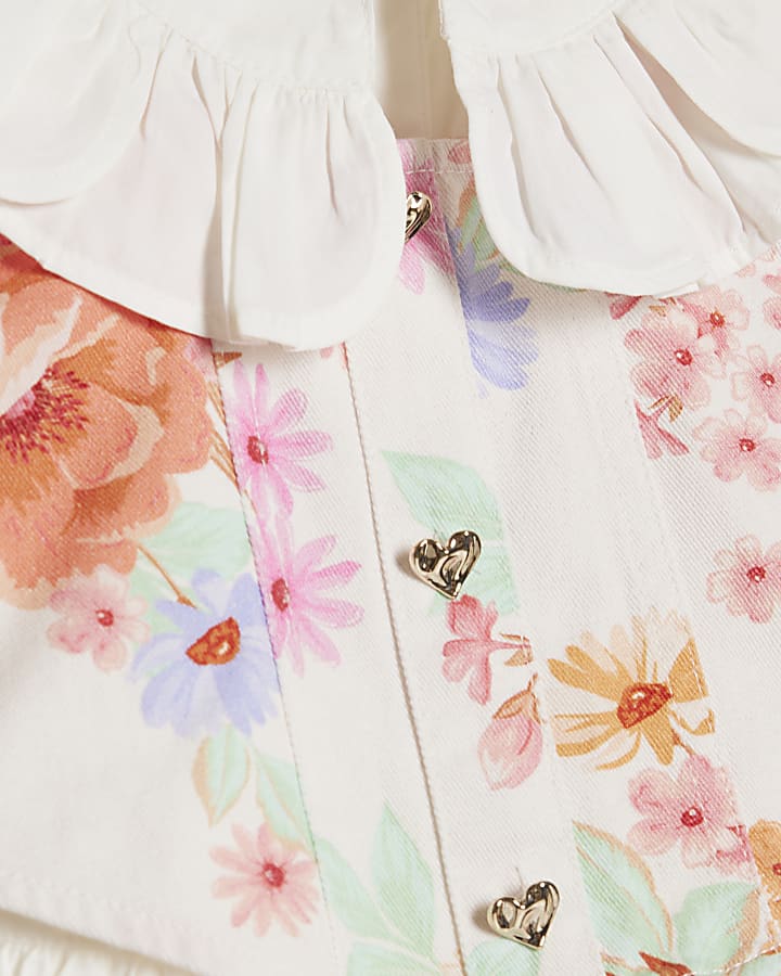 mini ragazze di fiori bianchi 2in1 shirt dress