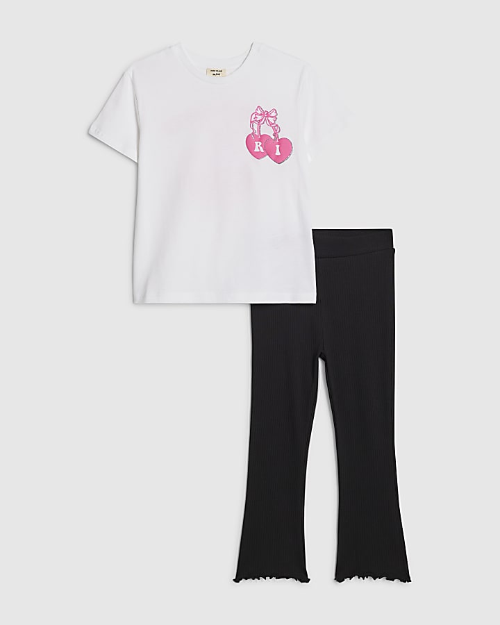 mini ragazze bianco iconico vibrazioni t-shirt set