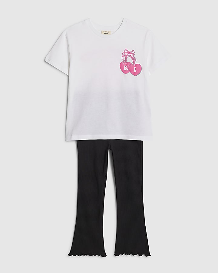 mini ragazze bianco iconico vibrazioni t-shirt set