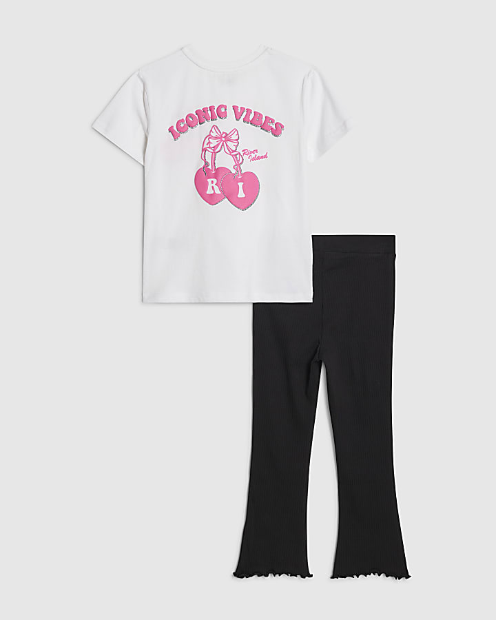 mini ragazze bianco iconico vibrazioni t-shirt set