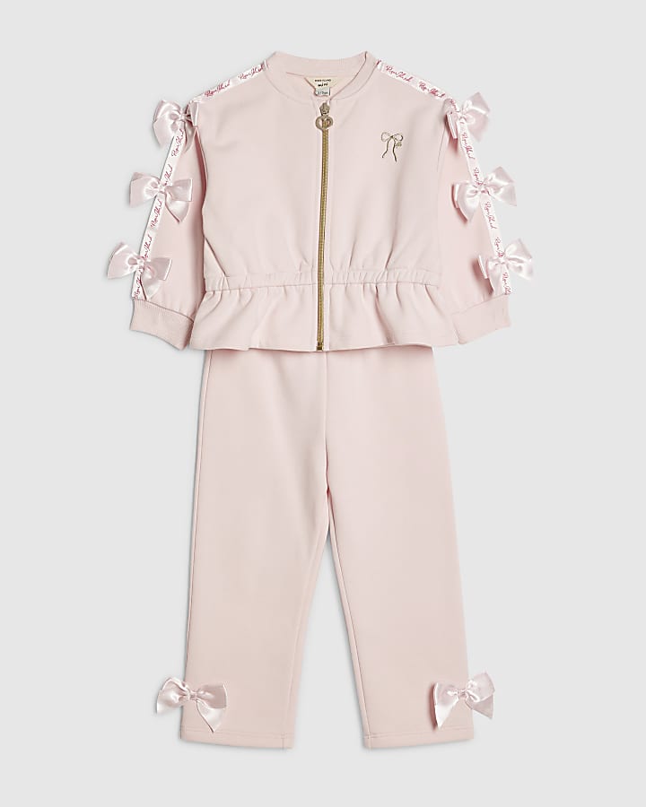 mini ragazze fiocco rosa cinched felpa set