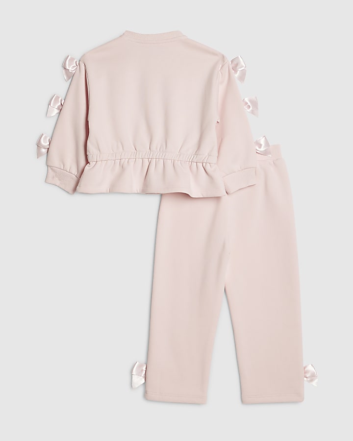 mini ragazze fiocco rosa cinched felpa set