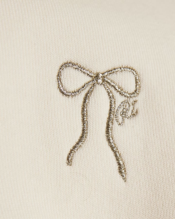 mini ragazze crema di prua cinched felpa set