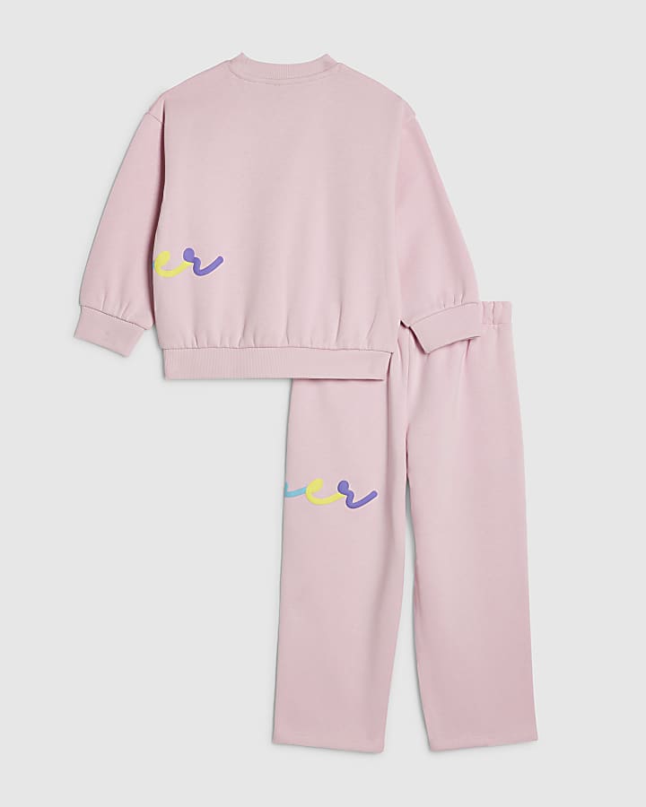 mini ragazze fiume rosa felpa set