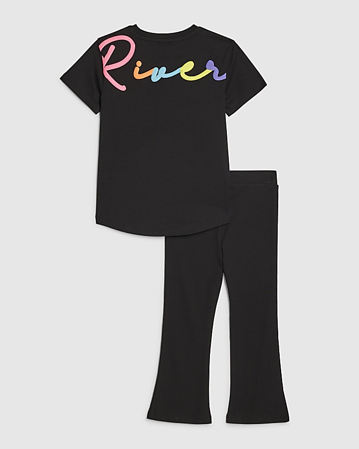 mini ragazze fiume nera t-shirt set