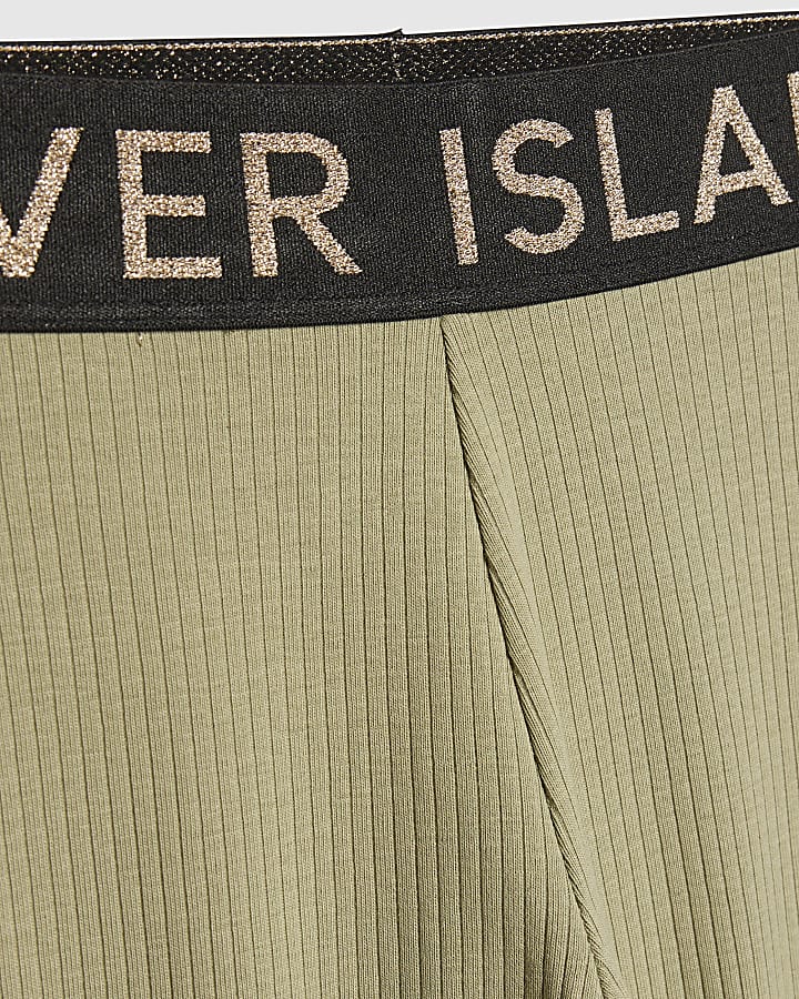mini ragazze khaki ri fascia in vita a costine set
