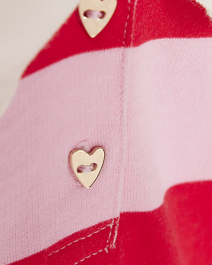 mini ragazze rosa stripe polo shirt set