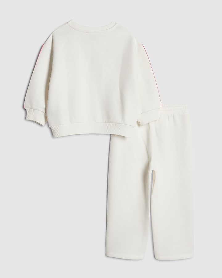 mini ragazze crema targate felpa set