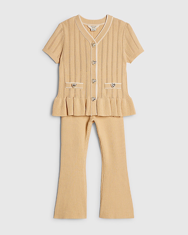 mini ragazze beige peplum hem short sleeve top