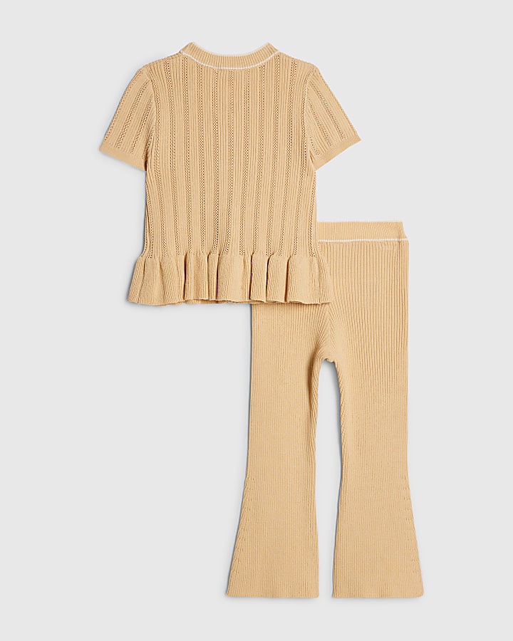 mini ragazze beige peplum hem short sleeve top