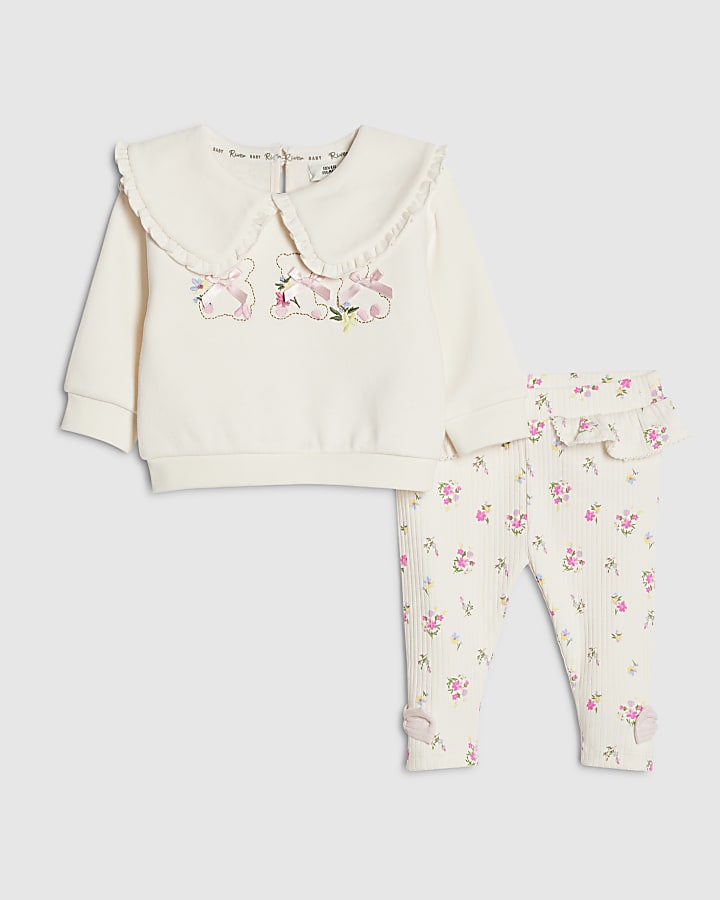bambina crema ditsy orso felpa set
