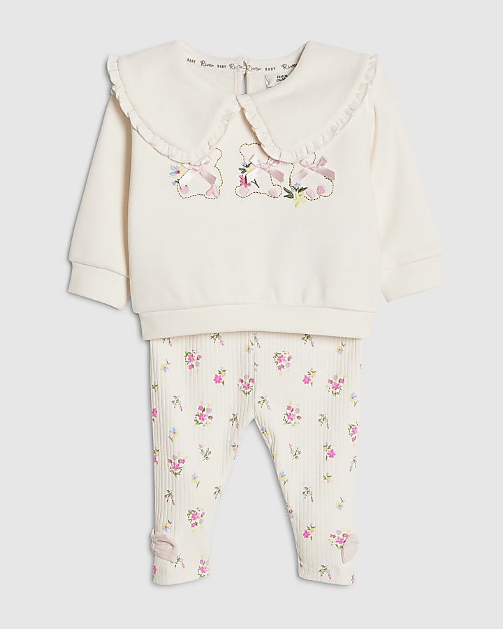bambina crema ditsy orso felpa set