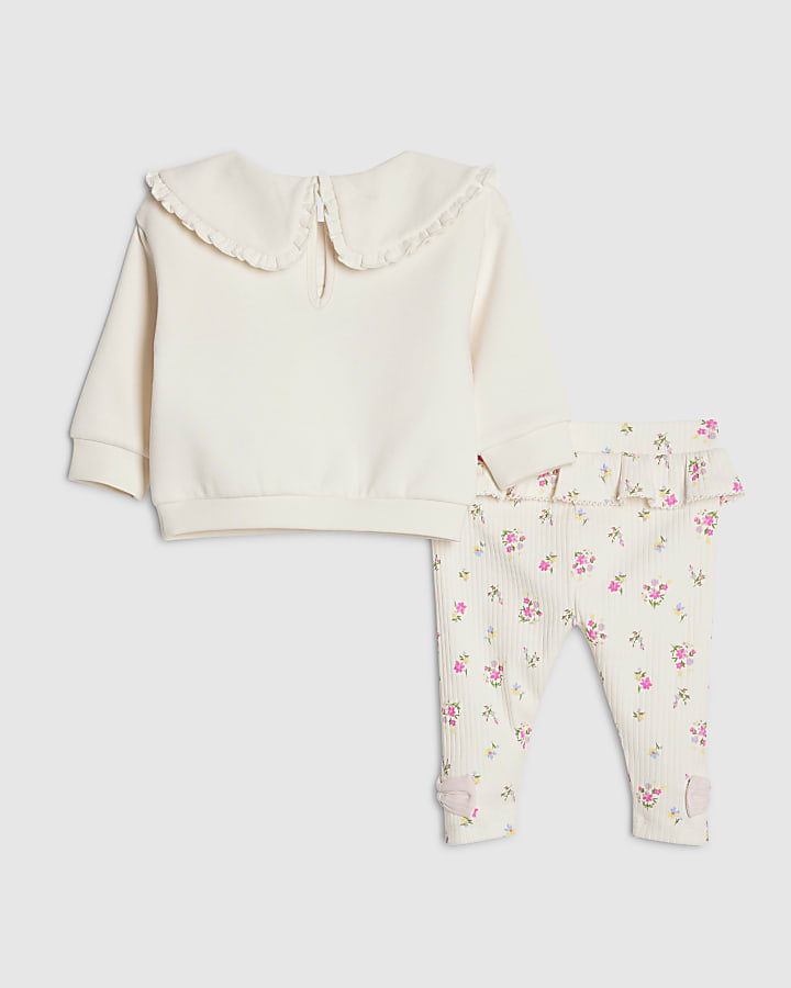 bambina crema ditsy orso felpa set