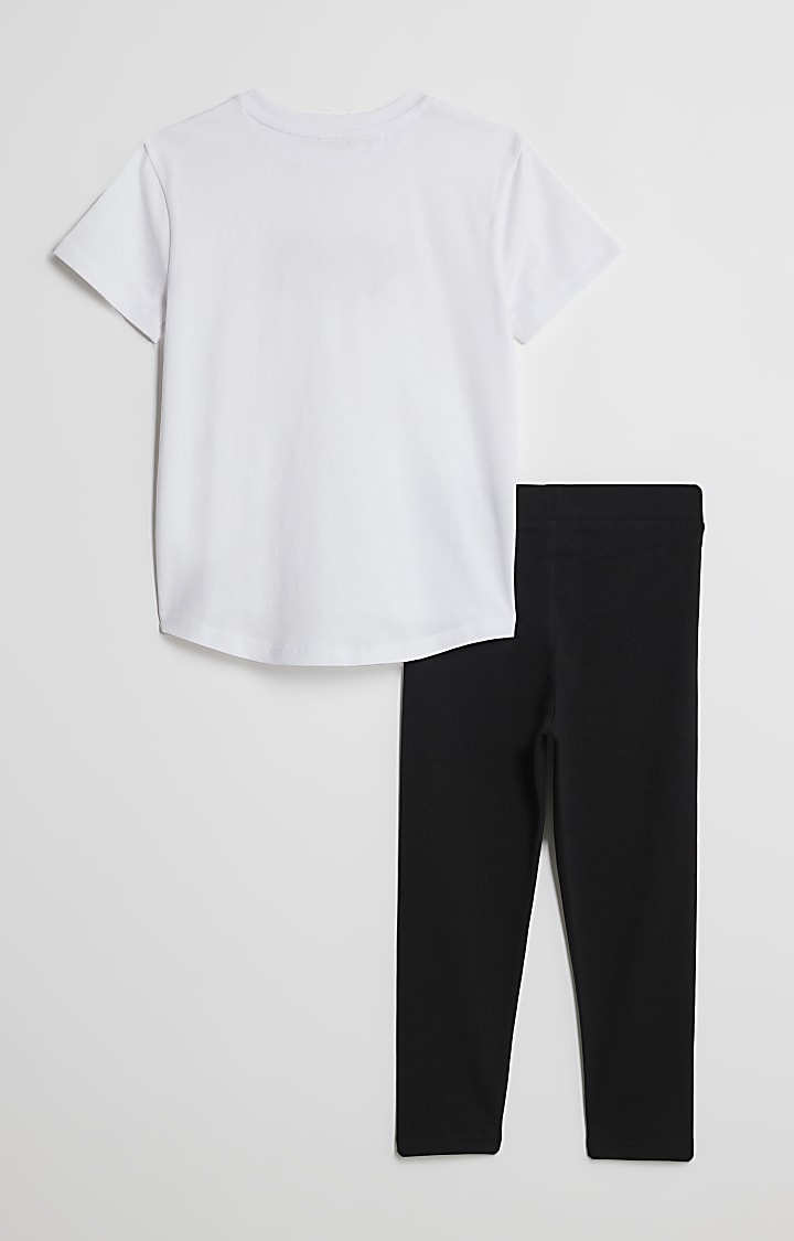 mini ragazze bianco trio cuore t-shirt set