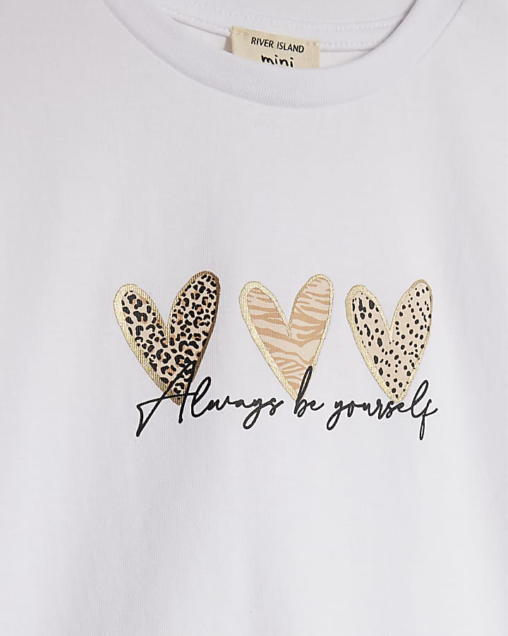 mini ragazze bianco trio cuore t-shirt set
