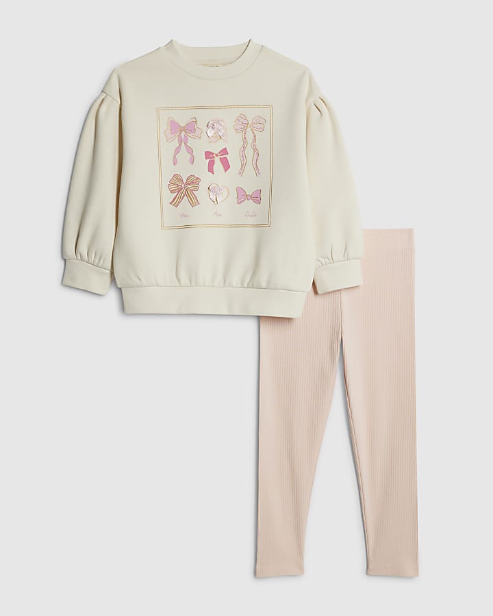 mini ragazze crema di prua casella felpa set